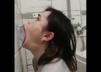 Extreme throat training Asian slut wife