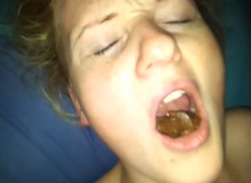 Human toilet wife midnight shit eating