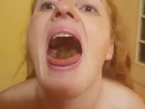 Eager human toilet wife swallow scat